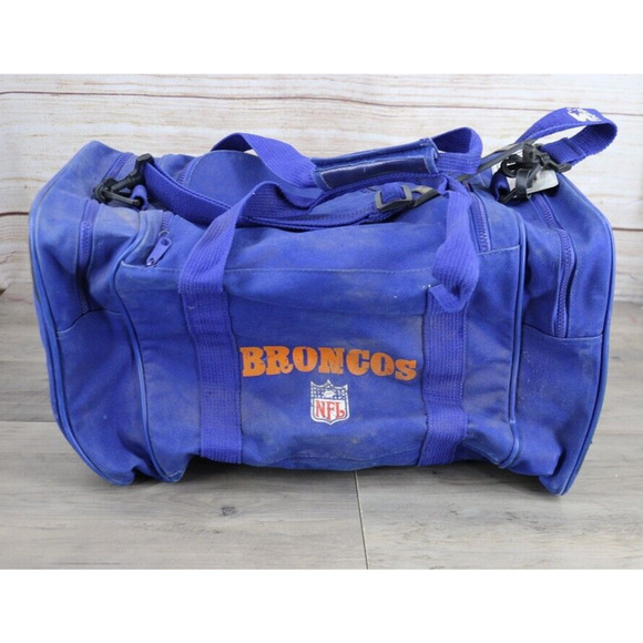 VINTAGE Starter NFL Football Denver Broncos Duffle Sports Bag Orange Blue - Picture 1 of 9